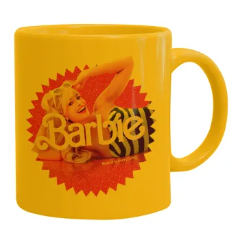Barbie is everything, Κούπα, κεραμική κίτρινη, 330ml