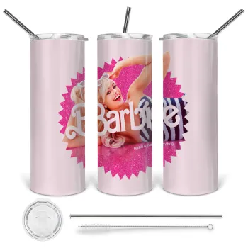 Barbie is everything, Tumbler stainless steel 600ml, with metal straw & cleaning brush