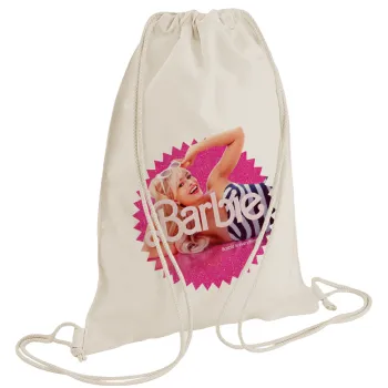 Barbie is everything, Τσάντα πλάτης πουγκί GYMBAG natural (28x40cm)