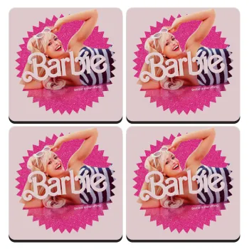 Barbie is everything, ΣΕΤ 4 Σουβέρ ξύλινα τετράγωνα (9cm)