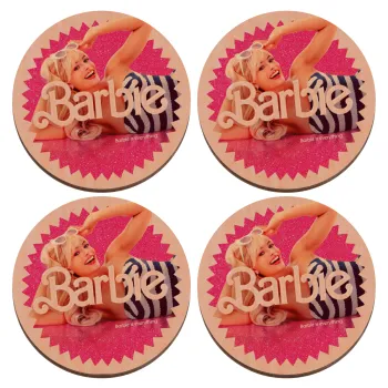 Barbie is everything, ΣΕΤ x4 Σουβέρ ξύλινα στρογγυλά plywood (9cm)