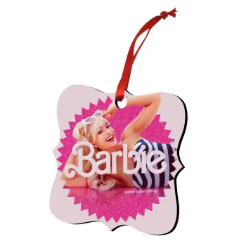 Barbie is everything, Στολίδι Χριστουγεννιάτικο στολίδι polygon ξύλινο 7.5cm