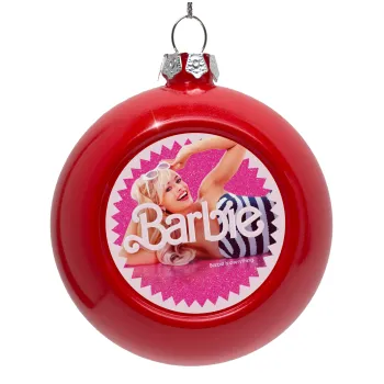 Barbie is everything, Στολίδι Χριστουγεννιάτικη μπάλα δένδρου Κόκκινη 8cm