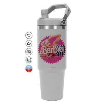 Barbie is everything, ΓΚΡΙ χρώματος Θερμός Ανοξείδωτο 890ml (30oz) με χερούλι