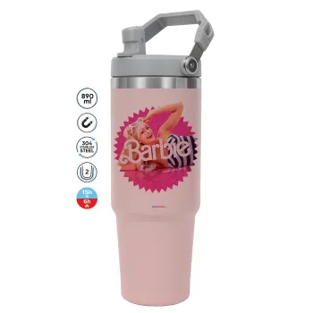 Barbie is everything, ΡΟΖ χρώματος Θερμός Ανοξείδωτο 890ml (30oz) με χερούλι