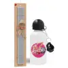 Easter Set, metallic aluminum water bottle (500ml) & aromatic flat Easter candle (30cm) (GRAY)