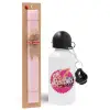 Easter Set, metallic aluminum bottle (500ml) & aromatic flat Easter candle (30cm) (PINK)