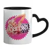 Mug heart black handle, ceramic, 330ml