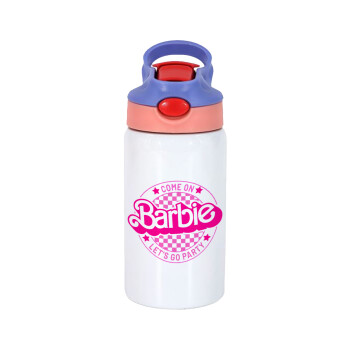 Come On Barbie Lets Go Party , Children's hot water bottle, stainless steel, with safety straw, pink/purple (350ml)