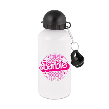 Come On Barbie Lets Go Party , Metal water bottle, White, aluminum 500ml