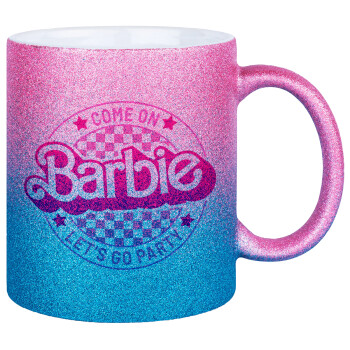 Come On Barbie Lets Go Party , Κούπα Χρυσή/Μπλε Glitter, κεραμική, 330ml