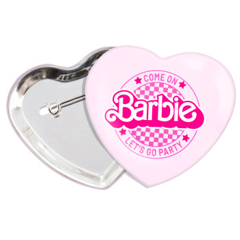 Come On Barbie Lets Go Party , Κονκάρδα παραμάνα καρδιά (57x52mm)