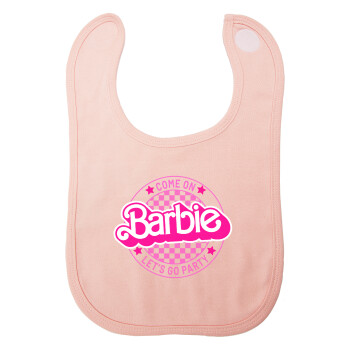 Come On Barbie Lets Go Party , Σαλιάρα με Σκρατς ΡΟΖ 100% Organic Cotton (0-18 months)