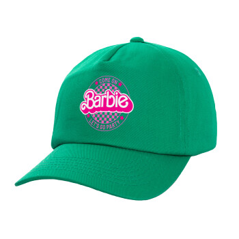 Come On Barbie Lets Go Party , Καπέλο παιδικό Baseball, 100% Βαμβακερό,  Πράσινο