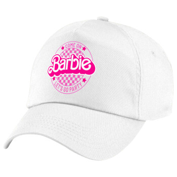 Come On Barbie Lets Go Party , Καπέλο παιδικό Baseball, 100% Βαμβακερό Twill, Λευκό (ΒΑΜΒΑΚΕΡΟ, ΠΑΙΔΙΚΟ, UNISEX, ONE SIZE)