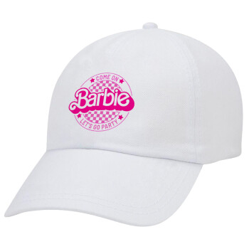 Come On Barbie Lets Go Party , Καπέλο Ενηλίκων Baseball Λευκό 5-φύλλο (POLYESTER, ΕΝΗΛΙΚΩΝ, UNISEX, ONE SIZE)