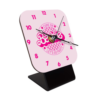 Come On Barbie Lets Go Party , Quartz Wooden table clock with hands (10cm)