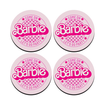 Come On Barbie Lets Go Party , ΣΕΤ 4 Σουβέρ ξύλινα στρογγυλά (9cm)