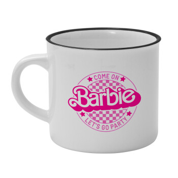 Come On Barbie Lets Go Party , Κούπα κεραμική vintage Λευκή/Μαύρη 230ml