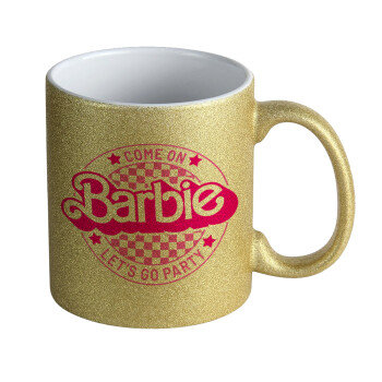 Come On Barbie Lets Go Party , Κούπα Χρυσή Glitter που γυαλίζει, κεραμική, 330ml