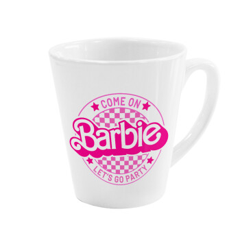 Come On Barbie Lets Go Party , Κούπα κωνική Latte Λευκή, κεραμική, 300ml