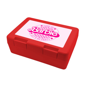 Come On Barbie Lets Go Party , Children's cookie container RED 185x128x65mm (BPA free plastic)