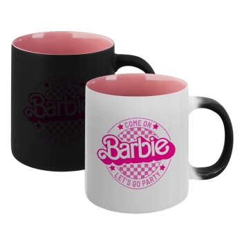 Come On Barbie Lets Go Party , Κούπα Μαγική εσωτερικό ΡΟΖ, κεραμική 330ml που αλλάζει χρώμα με το ζεστό ρόφημα (1 τεμάχιο)
