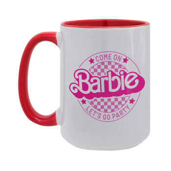 Come On Barbie Lets Go Party , Κούπα Mega 15oz, κεραμική Κόκκινη, 450ml