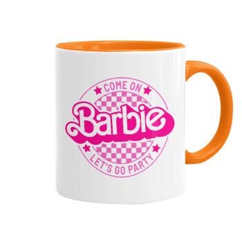 Come On Barbie Lets Go Party , Κούπα χρωματιστή πορτοκαλί, κεραμική, 330ml