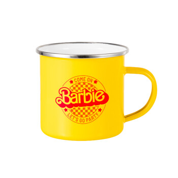 Come On Barbie Lets Go Party , Κούπα Μεταλλική εμαγιέ Κίτρινη 360ml