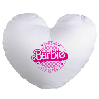 Come On Barbie Lets Go Party , Μαξιλάρι καναπέ καρδιά 40x40cm περιέχεται το  γέμισμα