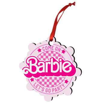 Come On Barbie Lets Go Party , Χριστουγεννιάτικο στολίδι snowflake ξύλινο 7.5cm