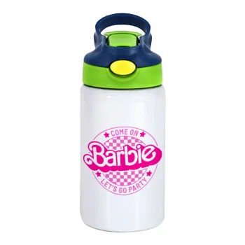 Come On Barbie Lets Go Party , Παιδικό παγούρι θερμό, ανοξείδωτο, με καλαμάκι ασφαλείας, πράσινο/μπλε (350ml)