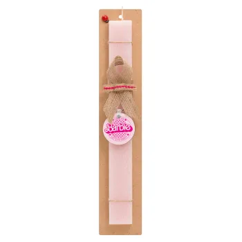 Come On Barbie Lets Go Party , Easter Set, wooden keychain & scented flat Easter candle (30cm) (PINK)