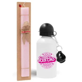 Come On Barbie Lets Go Party , Easter Set, metallic aluminum bottle (500ml) & aromatic flat Easter candle (30cm) (PINK)