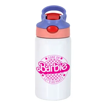 Come On Barbie Lets Go Party , Παιδικό παγούρι θερμό, ανοξείδωτο, με καλαμάκι ασφαλείας, ροζ/μωβ (350ml)