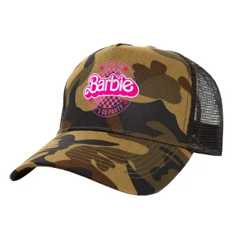 Come On Barbie Lets Go Party , Καπέλο Ενηλίκων Structured Trucker, με Δίχτυ, (παραλλαγή) Army (100% ΒΑΜΒΑΚΕΡΟ, ΕΝΗΛΙΚΩΝ, UNISEX, ONE SIZE)