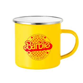 Come On Barbie Lets Go Party , Κούπα Μεταλλική εμαγιέ Κίτρινη 360ml