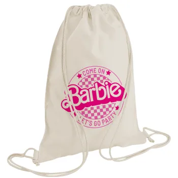 Come On Barbie Lets Go Party , Τσάντα πλάτης πουγκί GYMBAG natural (28x40cm)