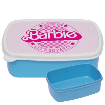 Come On Barbie Lets Go Party , ΜΠΛΕ παιδικό δοχείο φαγητού (lunchbox) πλαστικό (BPA-FREE) Lunch Βox M18 x Π13 x Υ6cm