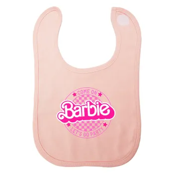 Come On Barbie Lets Go Party , Σαλιάρα με Σκρατς ΡΟΖ 100% Organic Cotton (0-18 months)