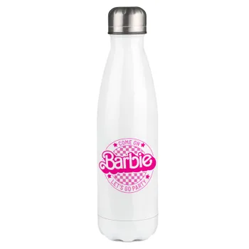 Come On Barbie Lets Go Party , Μεταλλικό παγούρι θερμός Λευκό (Stainless steel), διπλού τοιχώματος, 500ml