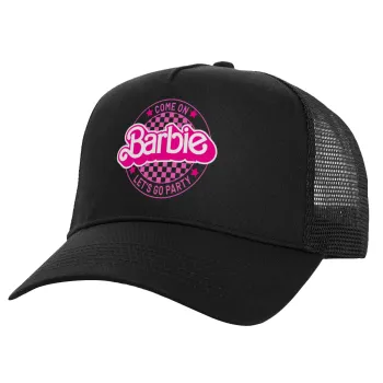 Come On Barbie Lets Go Party , Καπέλο Ενηλίκων Structured Trucker, με Δίχτυ, Μαύρο (100% ΒΑΜΒΑΚΕΡΟ, ΕΝΗΛΙΚΩΝ, UNISEX, ONE SIZE)