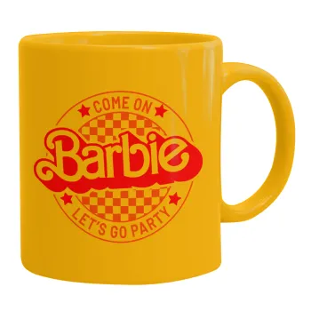 Come On Barbie Lets Go Party , Κούπα, κεραμική κίτρινη, 330ml