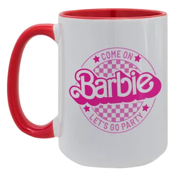 Come On Barbie Lets Go Party , Κούπα Mega 15oz, κεραμική Κόκκινη, 450ml