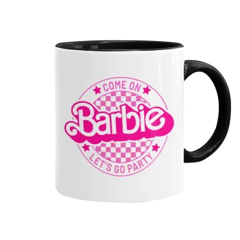 Come On Barbie Lets Go Party , Κούπα χρωματιστή μαύρη, κεραμική, 330ml