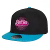 Child's Flat Snapback Hat, Black/Blue (100% COTTON, CHILD, UNISEX, ONE SIZE)