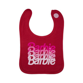 Barbie repeat, Σαλιάρα με Σκρατς Κόκκινη 100% Organic Cotton (0-18 months)