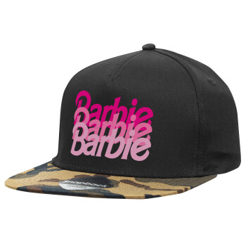 Barbie repeat, Καπέλο Ενηλίκων Flat Snapback Μαύρο/Παραλαγή, (100% ΒΑΜΒΑΚΕΡΟ, ΕΝΗΛΙΚΩΝ, UNISEX, ONE SIZE)