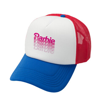 Barbie repeat, Καπέλο Ενηλίκων Soft Trucker με Δίχτυ Red/Blue/White (POLYESTER, ΕΝΗΛΙΚΩΝ, UNISEX, ONE SIZE)